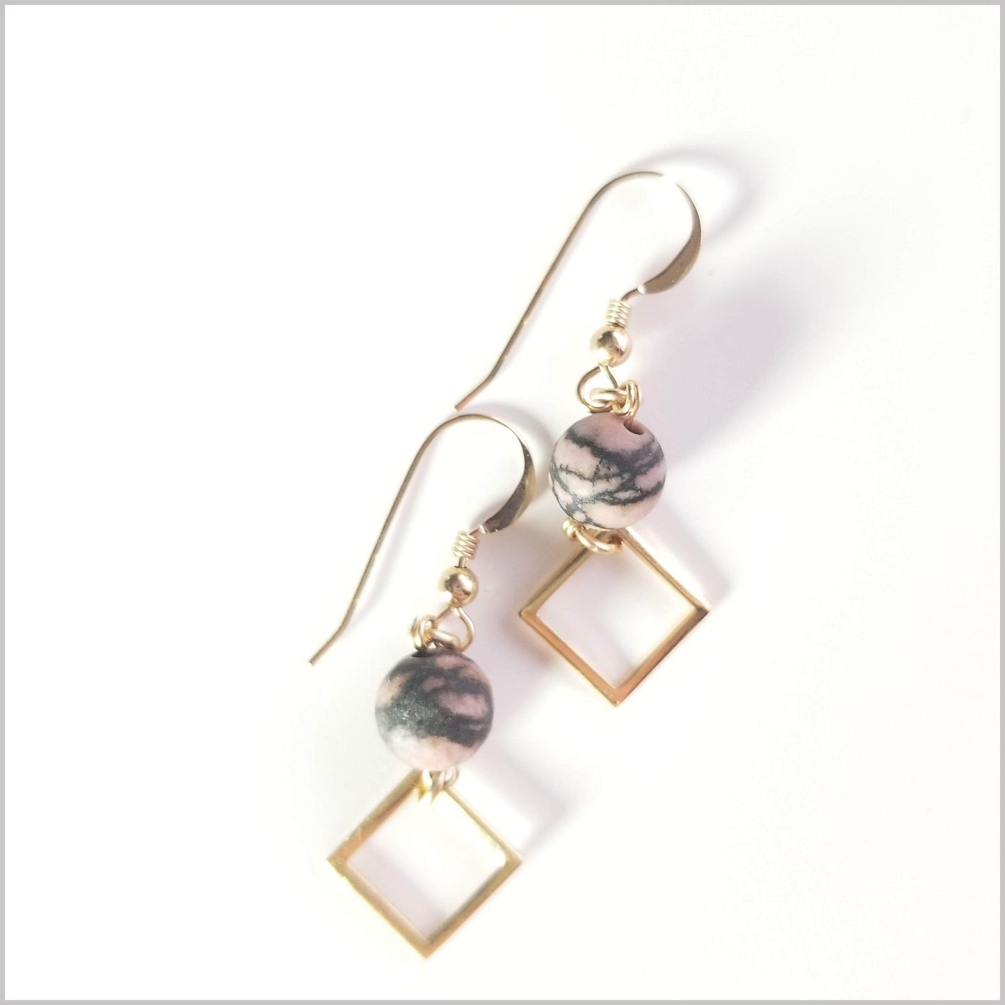 Square (Matte) Rhodonite Dangle