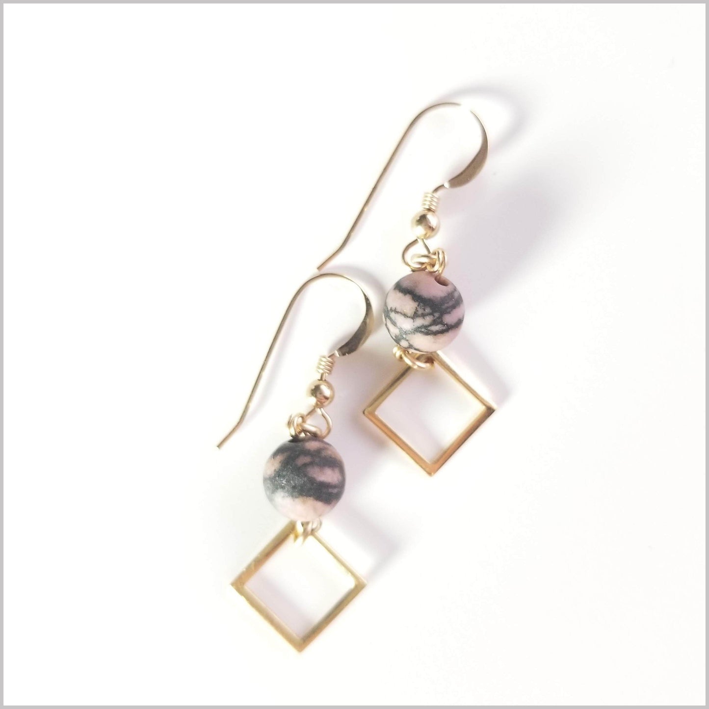 Square (Matte) Rhodonite Dangle