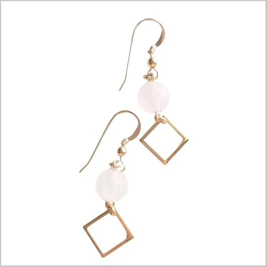 Square (Matte) Rose Quartz Dangle