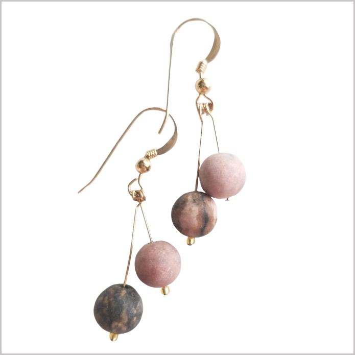 Dual Gemstone (Matte) Rhodonite Dangle