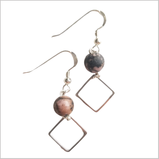 Square (Matte) Rhodonite Dangle