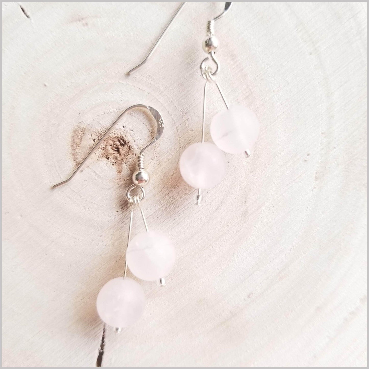 Dual Gemstone (Matte) Rose Quartz Dangle