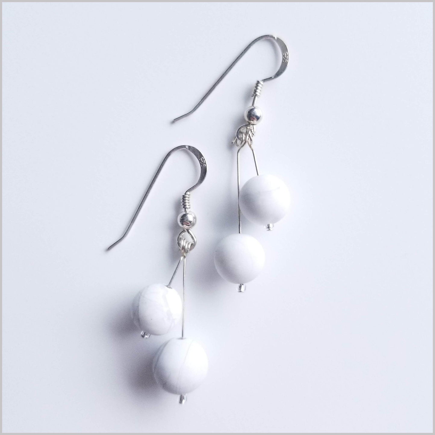 Dual Gemstone (Matte) Howlite Dangle