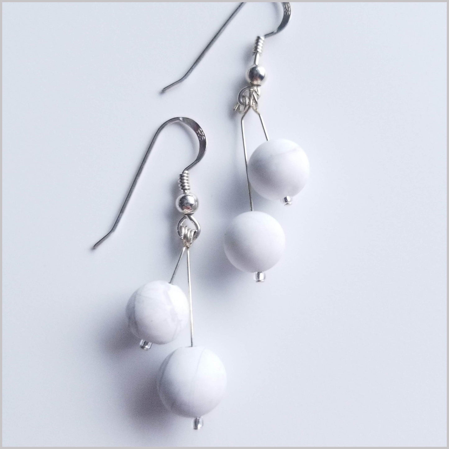 Dual Gemstone (Matte) Howlite Dangle