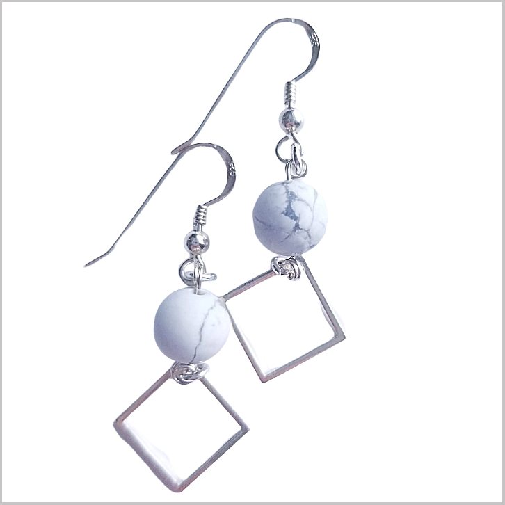 Square (Matte) Howlite Dangle