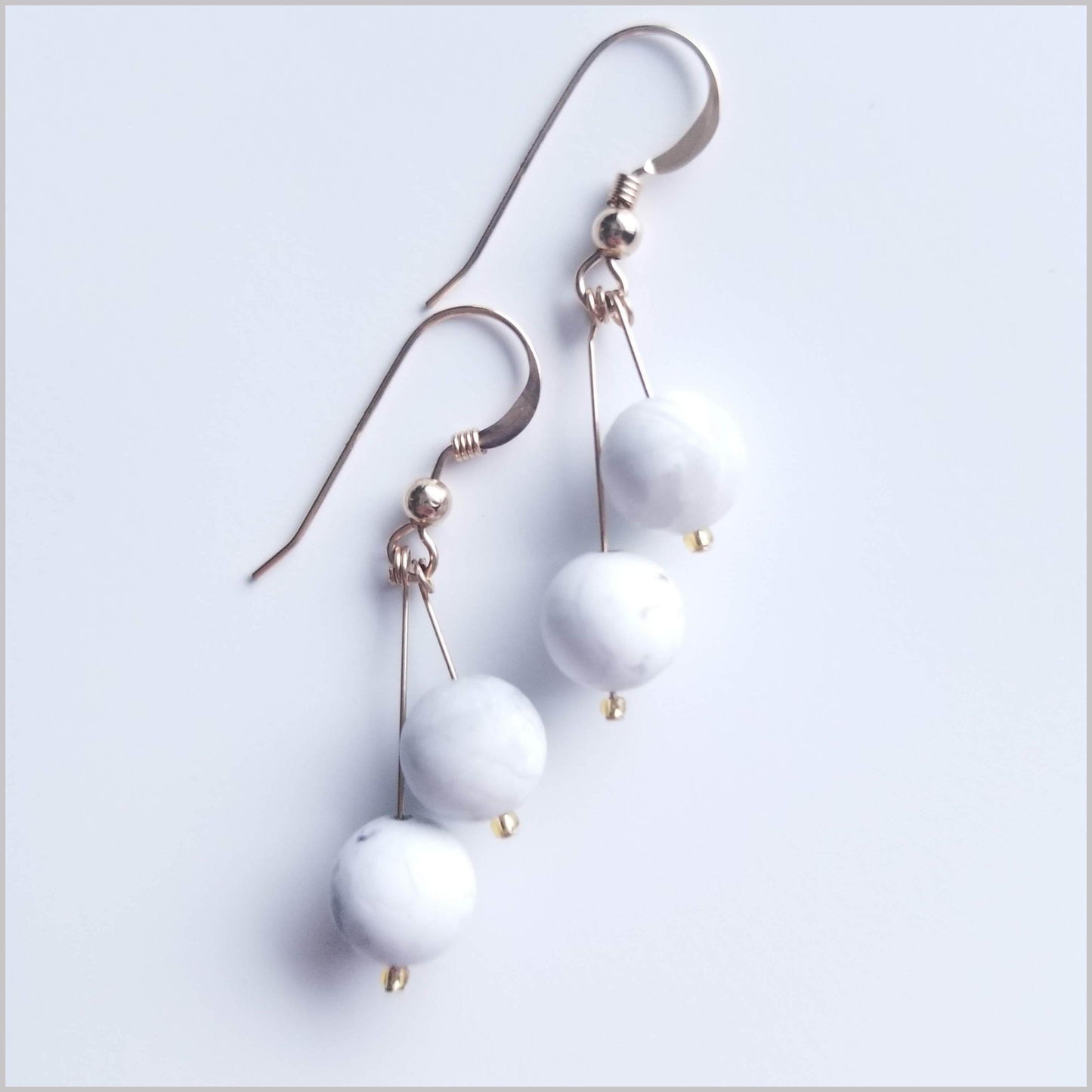Dual Gemstone (Matte) Howlite Dangle