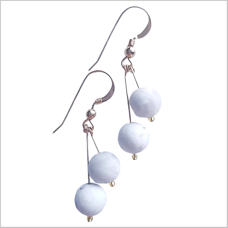 Dual Gemstone (Matte) Howlite Dangle