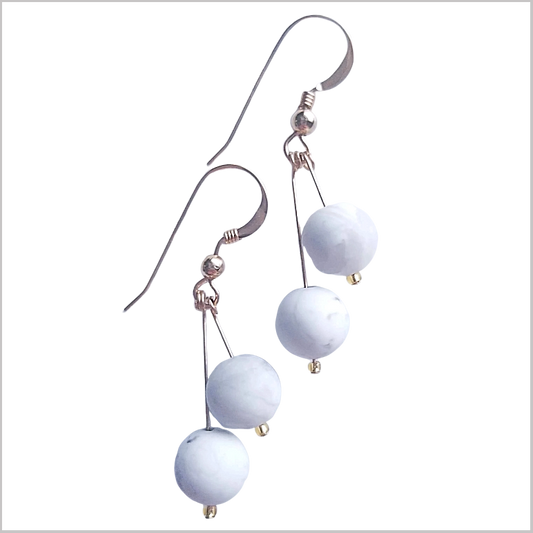 Dual Gemstone (Matte) Howlite Dangle