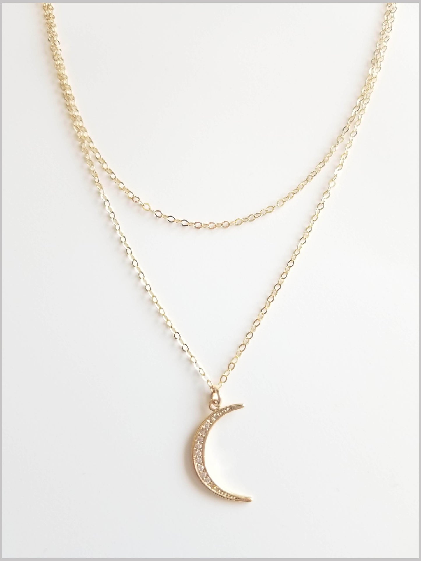 Crescent Moon Layered Necklace