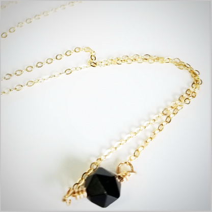 Natural Faceted Black Tourmaline Necklace