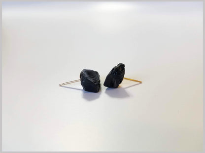 Raw Black Tourmaline Stone Studs