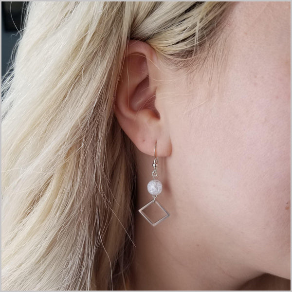 Square Crackle Quartz Dangle