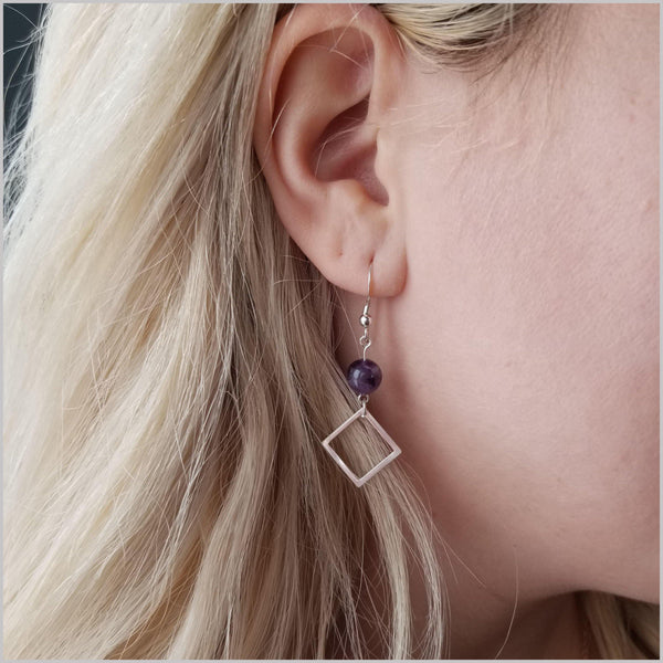 Square Amethyst Dangle