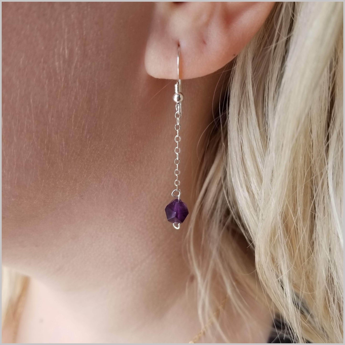 Faceted Amethyst Drop Earring