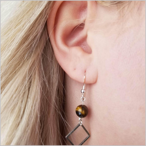 Square Tigers Eye Dangle