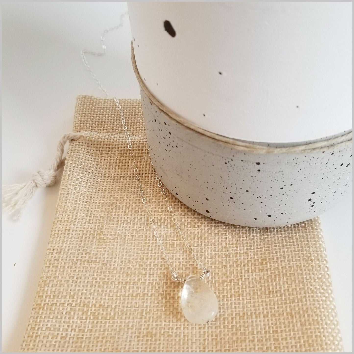 Natural Tear Drop Clear Quartz Necklace