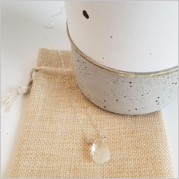 Natural Tear Drop Clear Quartz Necklace