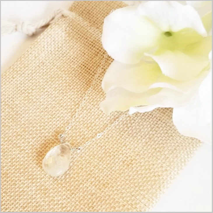 Natural Tear Drop Clear Quartz Necklace
