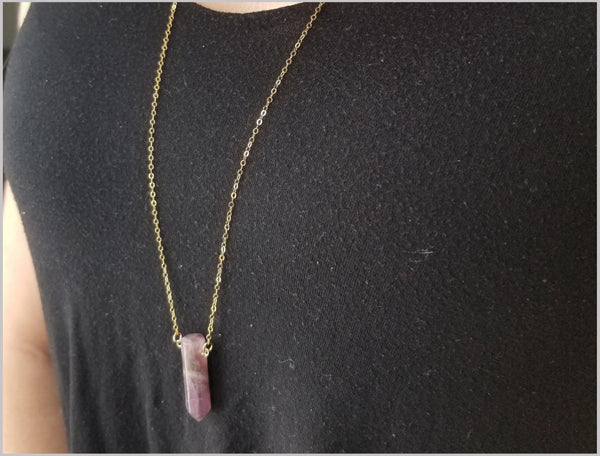 Natural Amethyst Healing Point Necklace
