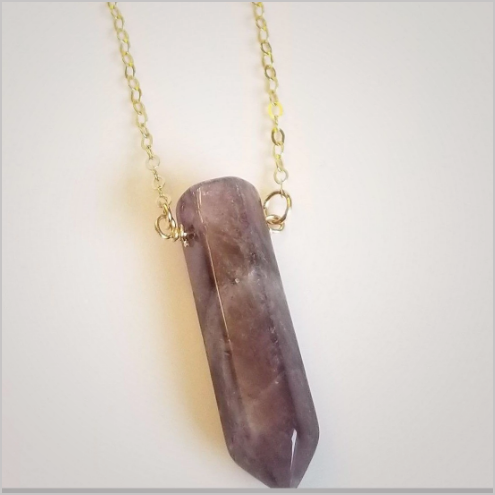 Natural Amethyst Healing Point Necklace