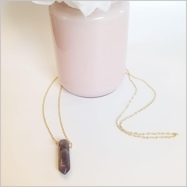 Natural Amethyst Healing Point Necklace