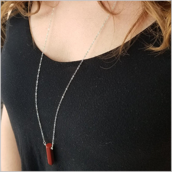 Natural Red Jasper Healing Point Necklace
