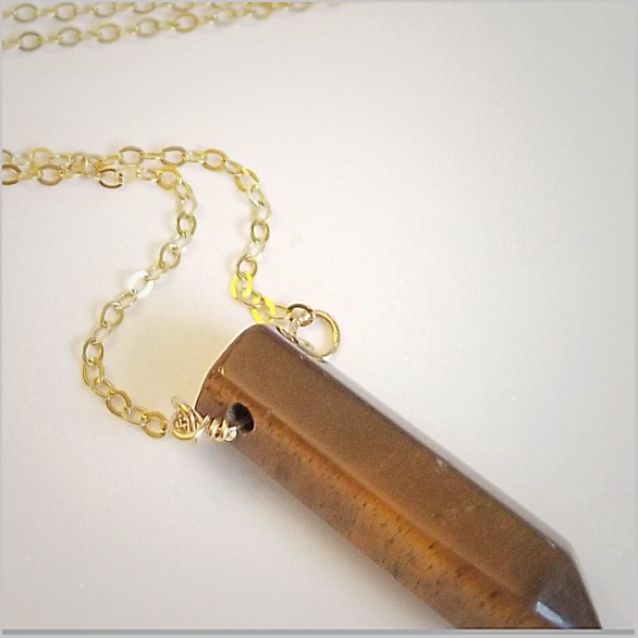 Natural Tigers Eye Healing Point Necklace