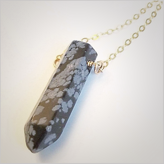 Natural Snowflake Obsidian Healing Point Necklace