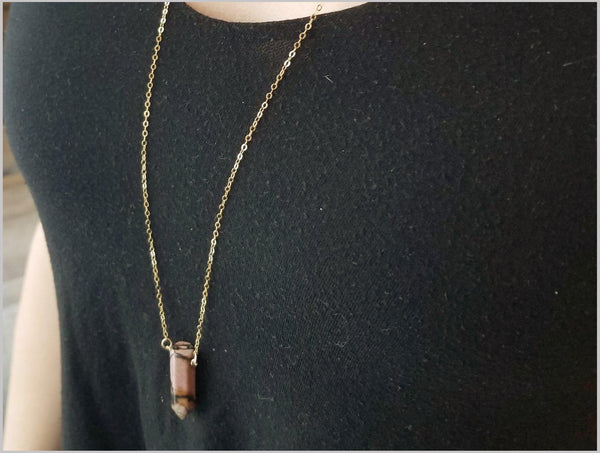 Natural Rhodonite Healing Point Necklace
