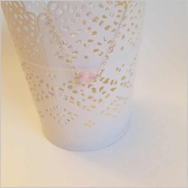 Natural Faceted Rose Quartz Necklace