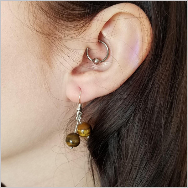 Dual Gemstone Tigers Eye Dangle