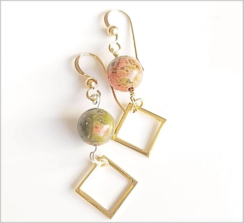 Square Unakite Dangle