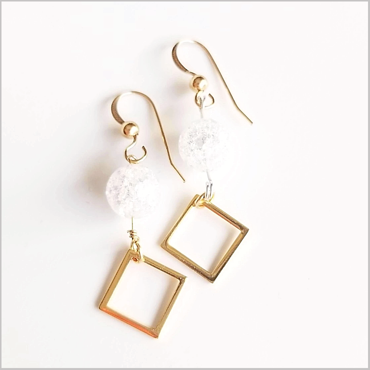 Square Crackle Quartz Dangle