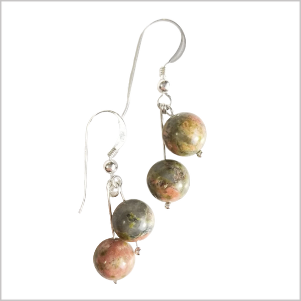 Dual Gemstone Unakite Dangle