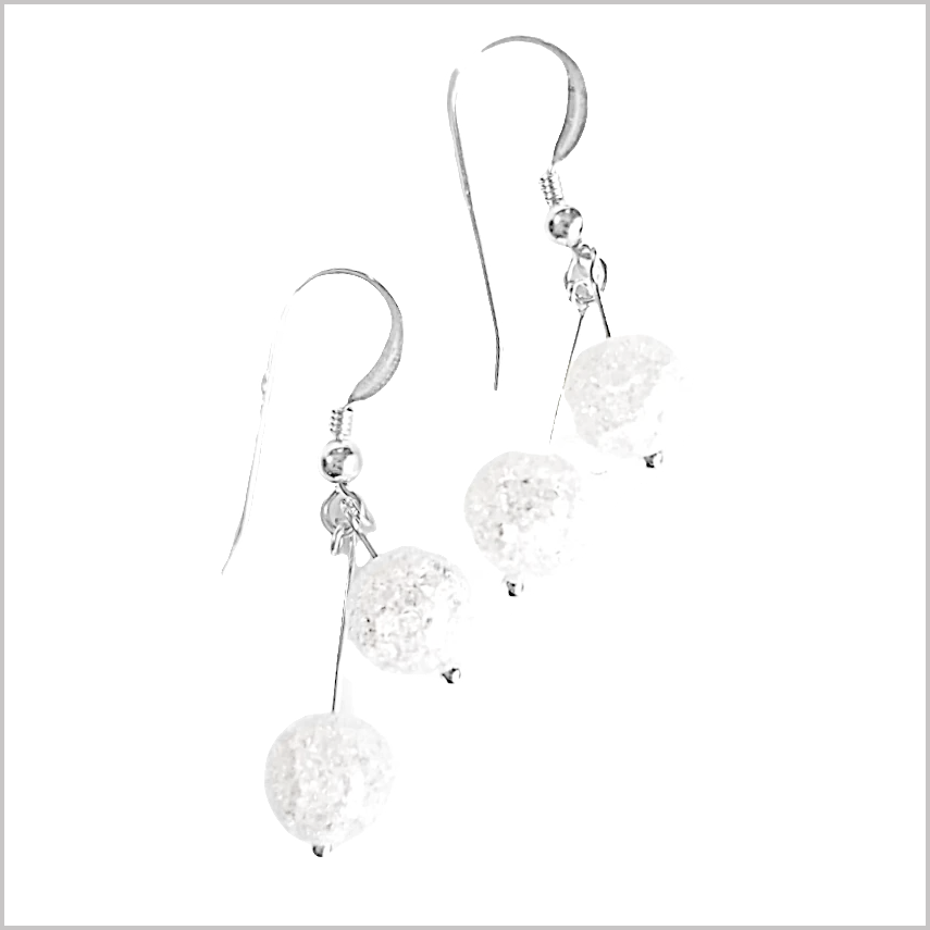 Dual Gemstone Crackle Quartz Dangle