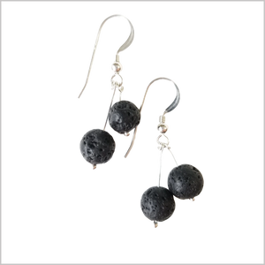 Dual Gemstone Lava Stone Dangle