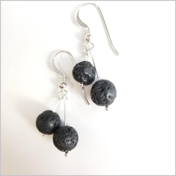 Dual Gemstone Lava Stone Dangle