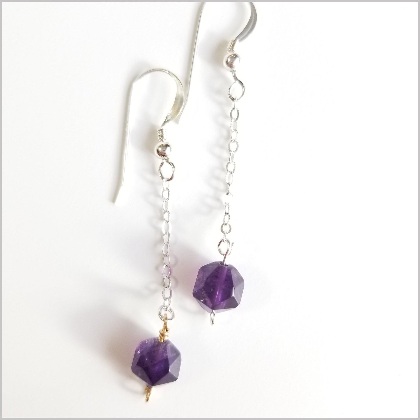 Faceted Amethyst Drop Earring