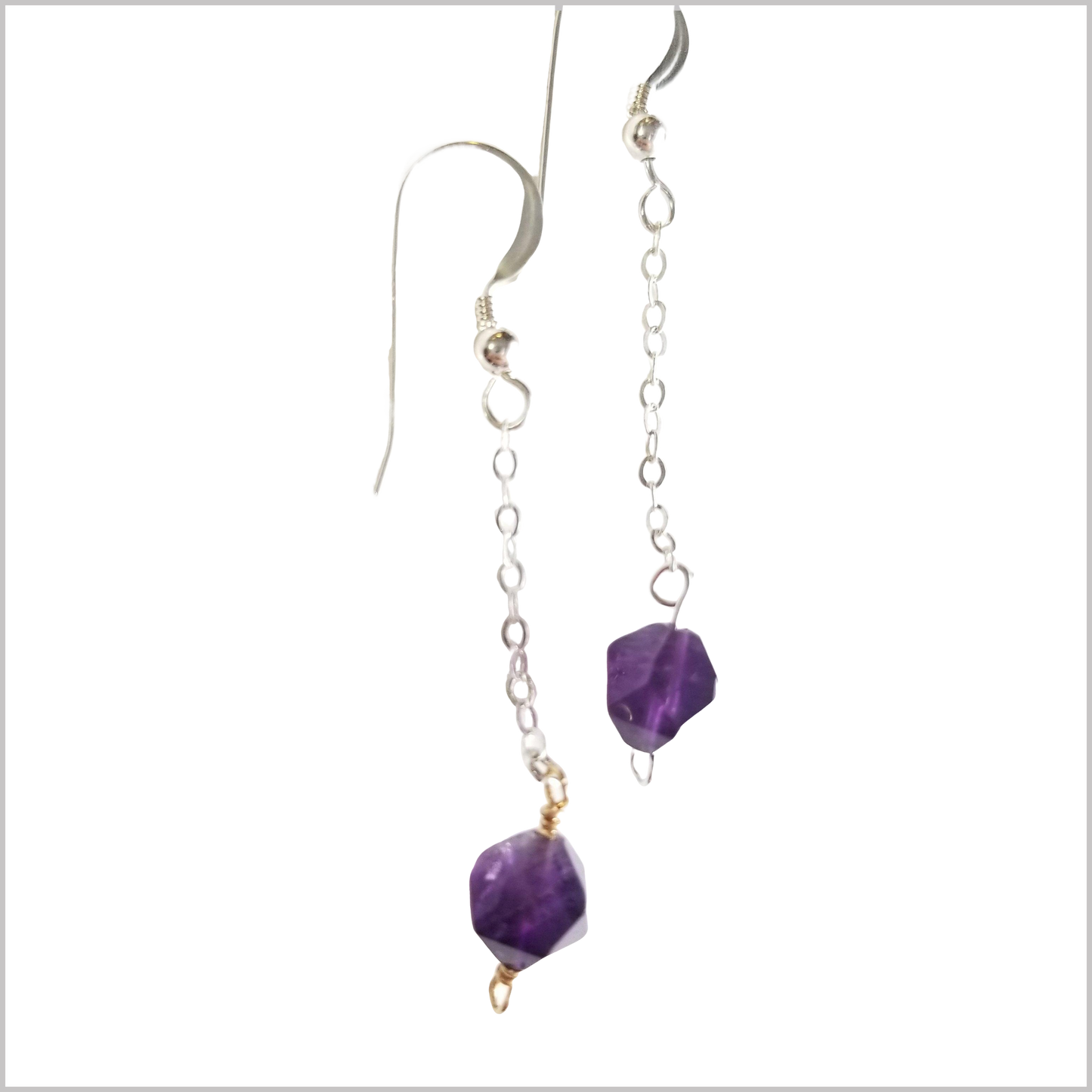 Faceted Amethyst Drop Earring