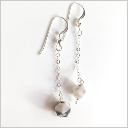 Faceted Howlite Drop Earring