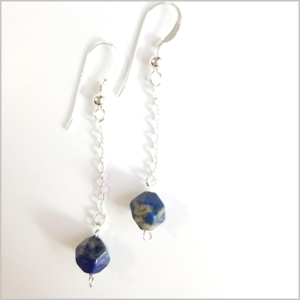 Faceted Lapis Lazuli Drop Earring