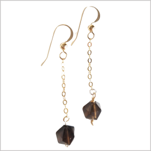 Faceted Smoky Quartz Drop Earring