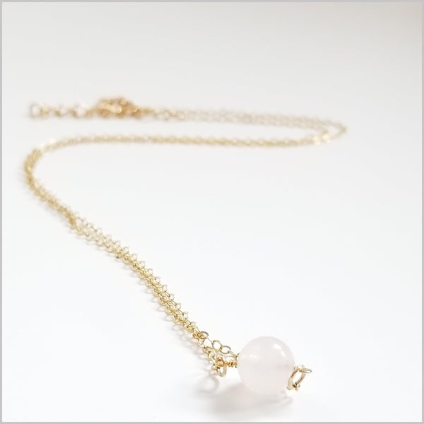Natural Rose Quartz Bead Necklace