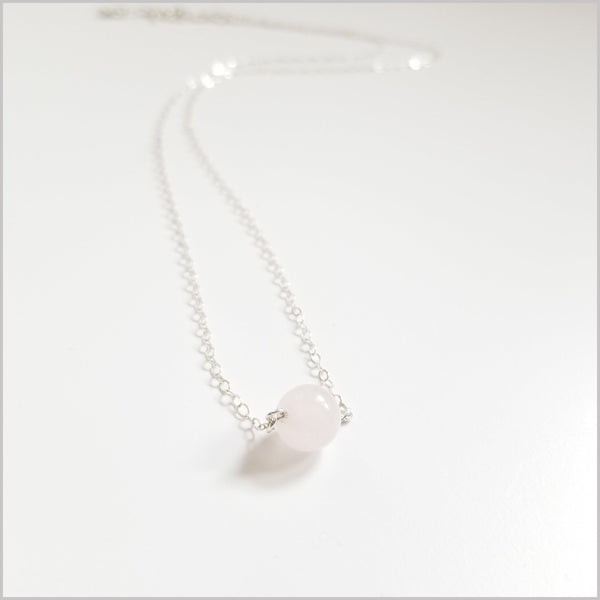 Natural Rose Quartz Bead Necklace