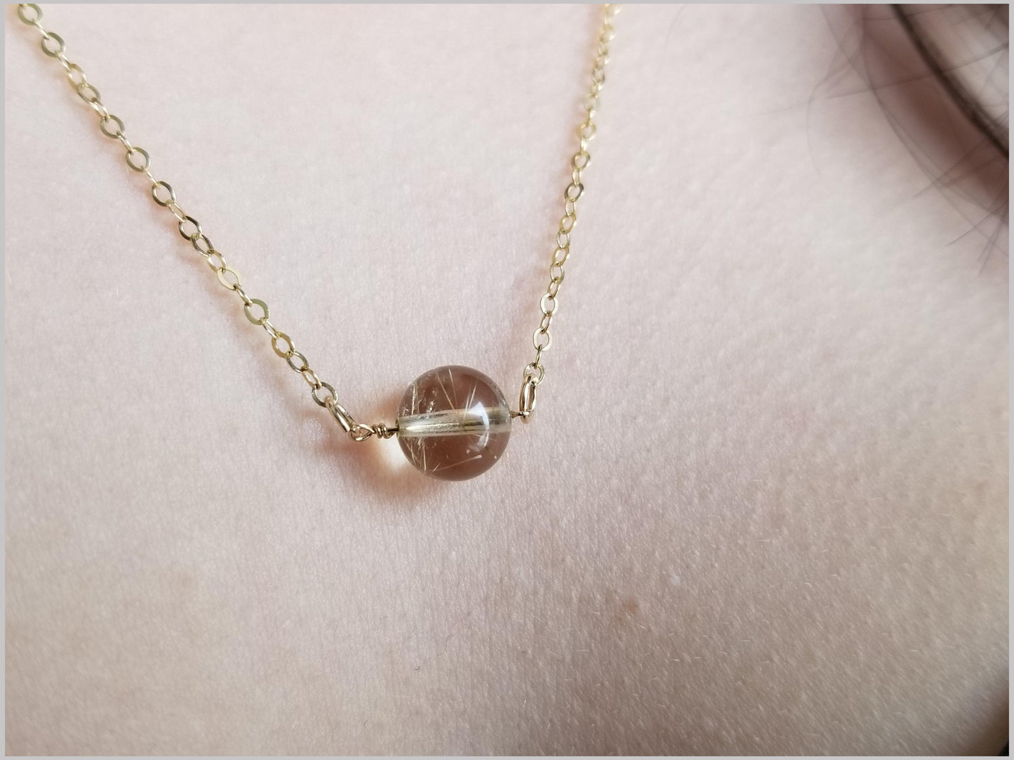 Natural Rutilated Quartz Bead Necklace