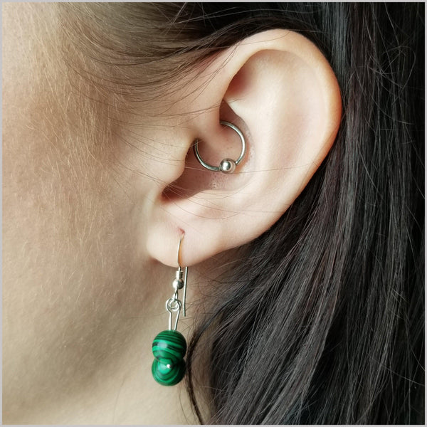 Dual Gemstone Malachite Dangle