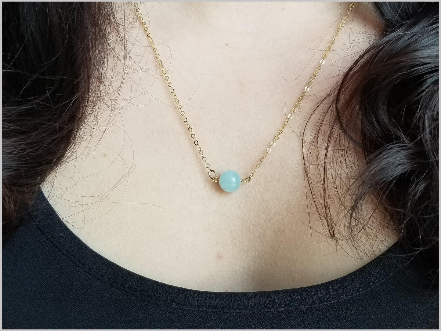 Natural Aquamarine Bead Necklace