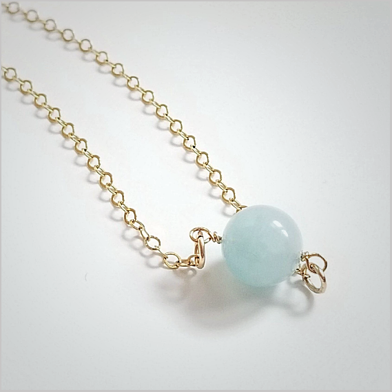 Natural Aquamarine Bead Necklace