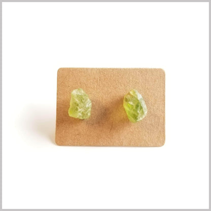 Raw Peridot Stone Studs