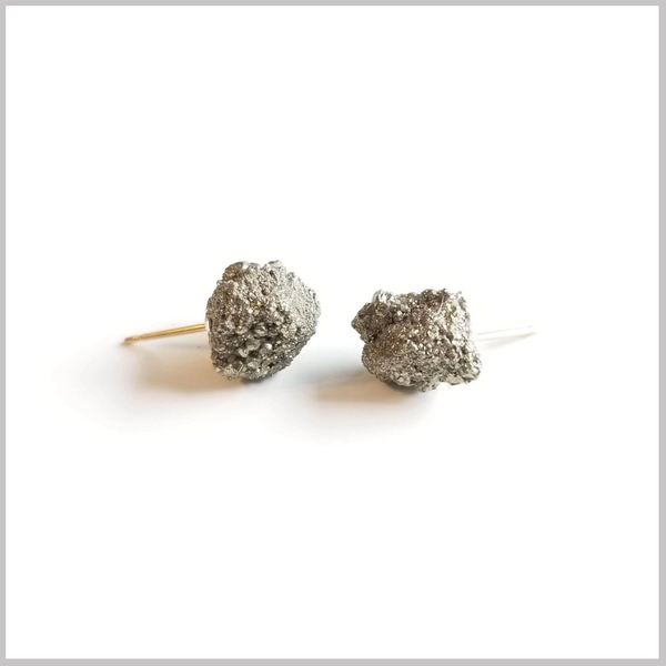 Raw Pyrite Stone Studs